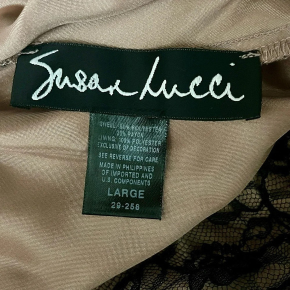 Susan Lucci Women’s Pencil Skirt L Black Lace Overlay Mini Skirt Romantic Goth - Picture 5 of 8